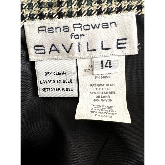 Rena Rowan size 14 houndstooth pencil skirt wool & rayon lined hidden zipper - Picture 4 of 9